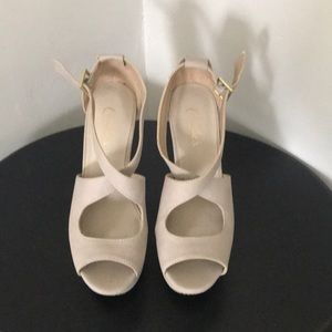 Candies beige/blush wedge size 8